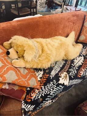 Plow & Hearth Golden Retriever Body Pillow Plush Stuffed Animal 44”